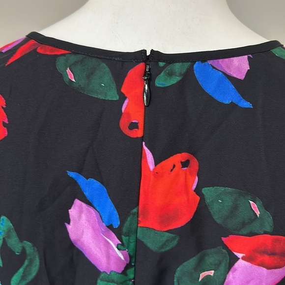 PARKER JEWELED Silk Floral Faux Wrap Dress Long Sleeve V Neck Black Sz S NEW - Picture 7 of 11
